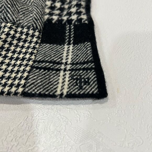 Lauren Ralph Lauren Black White Houndstooth Patchwork Wool Blend Gloves Size M - Picture 3 of 6